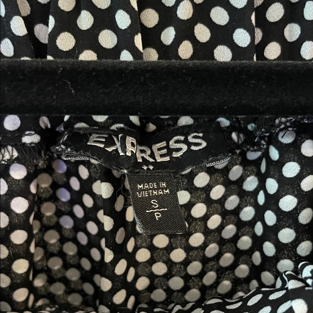 Express Black and White Polka Dot Long Sleeve Dress - Picture 2 of 4